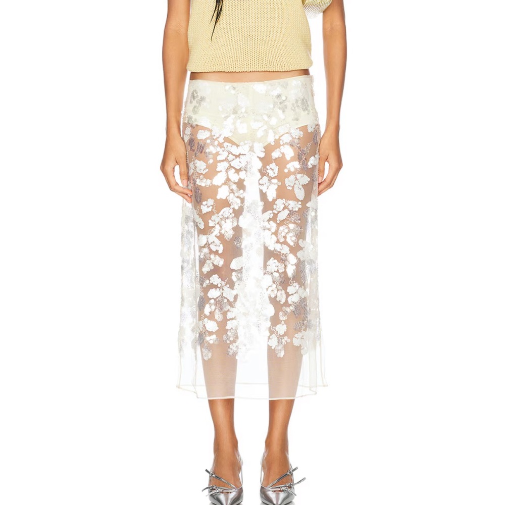 SIEDRÉS WELLS
Sequin-embellished sheer midi skirt with mini shorts
